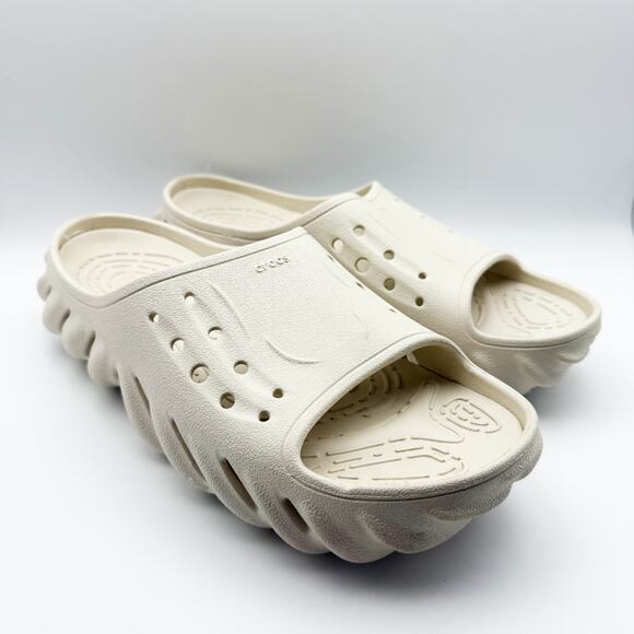 Crocs Unisex Stucco Echo Slide Shoes US Mens 12 Womens 14 White NWOB - Picture 7 of 14